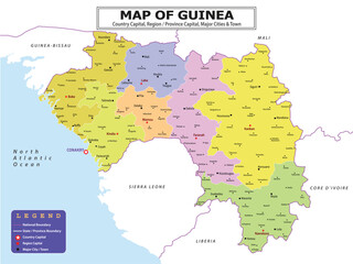African Countries Geography Political map. Political map of country with capital, province or state capital, major cities and town.