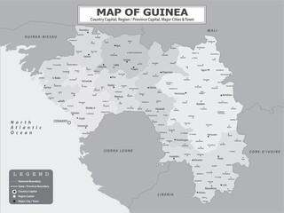 Obraz premium African Countries Geography Political map. Political map of country with capital, province or state capital, major cities and town.