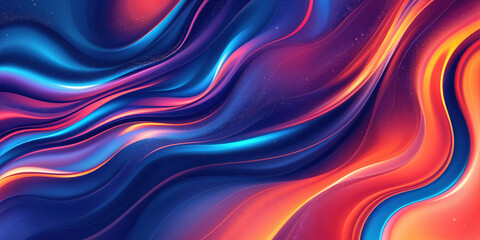 Obraz premium A vibrant abstract wave design featuring flowing colors of blue, orange, and pink, evoking energy and movement.