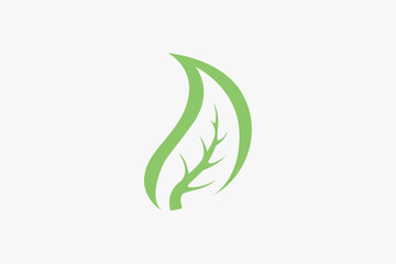 Modern minimalist green leaf logo 