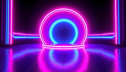 Dynamic Neon Lights in Rainbow Hues: A Stunning Fashion Stage Design