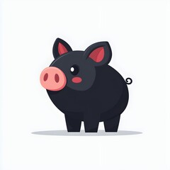 Naklejka premium Cute Cartoon Black Pig Illustration
