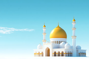 Obraz premium Majestic Mosque Architecture Under Clear Sky