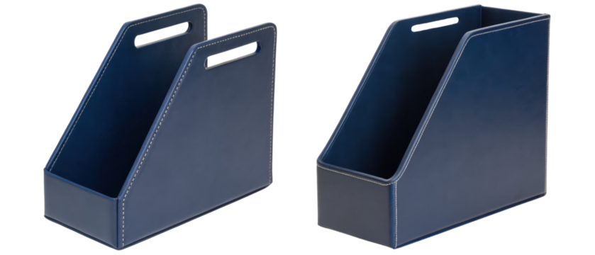Two dark blue file holders isolated with transparent background