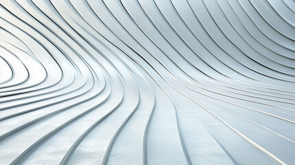Fototapeta premium Sleek white abstract design with flowing lines and curves creating depth