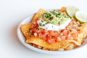 Vibrant Nachos with Guacamole and Salsa Under Soft Lighting