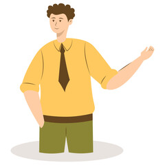 Business People Pointing. Promotion and Presentation Concept. Vector Illustration in Flat Cartoon Style.