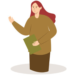 Business People Pointing. Promotion and Presentation Concept. Vector Illustration in Flat Cartoon Style.
