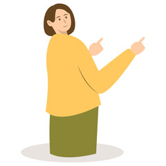 Business People Pointing. Promotion and Presentation Concept. Vector Illustration in Flat Cartoon Style.