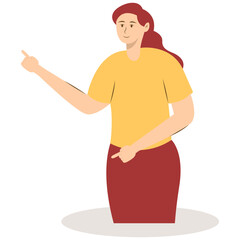 Business People Pointing. Promotion and Presentation Concept. Vector Illustration in Flat Cartoon Style.