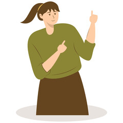 Business People Pointing. Promotion and Presentation Concept. Vector Illustration in Flat Cartoon Style.