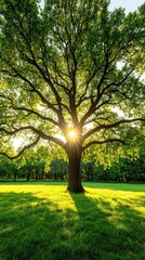 Obraz premium Sunny morning in a blossoming forest parkSunny morning in a blossoming forest park