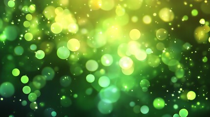 Green blurred bokeh background with soft light effects for abstract design
