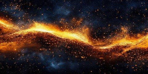 Striking gold waves create a stunning contrast on a deep navy surface.