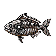 Naklejka premium Create a detailed vector illustration of a mechanical fish, reminiscent of antique engravings. Showcase intricate gears and clockwork details.