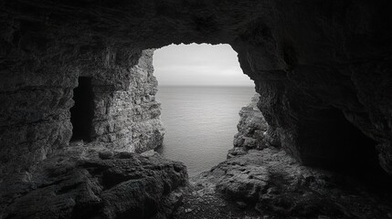 Ocean View from a Cave: A Monochromatic Seascape