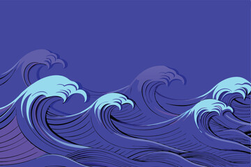Create a serene illustration depicting a calming ocean wave pattern, emphasizing gentle curves and soothing color gradients.