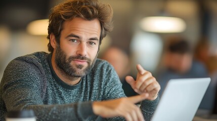 Manager Reviewing Progress Updates with a Colleague in an Office