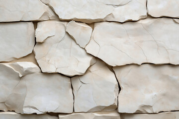 Fototapeta premium Rustic stone wall featuring uneven, textured surface in neutral tones
