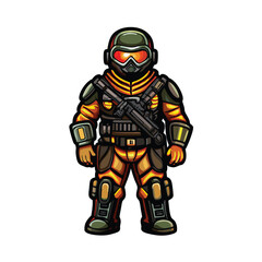 Naklejka premium Highly detailed realistic rendering of an action figure doll engaged in intense combat, showcasing intricate detail and dynamic pose.