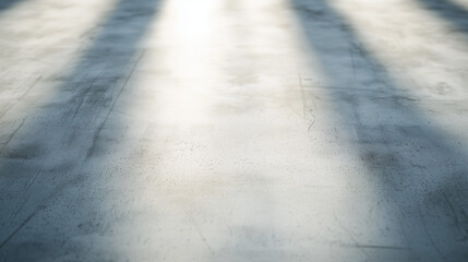 Sunbeams on Concrete: A photo with a low angle perspective showcasing sunbeams casting elongated shadows on a concrete floor. The image evokes a sense of serenity and tranquility.