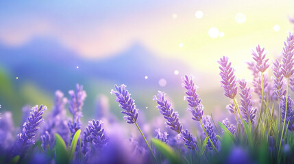 Naklejka premium Purple Lavender Manor under the Sun