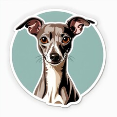 Adorable Italian Greyhound Dog Breed Sticker Portrait Illustration. Generative AI