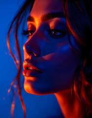 Close-up portrait of model.