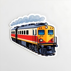 Fototapeta premium Retro Train Magnet, Vintage Locomotive Illustration, Colorful Railway Artwork. Generative AI