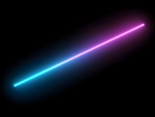 Neon Light Line, Blue and Pink Glowing Line on Black Background
