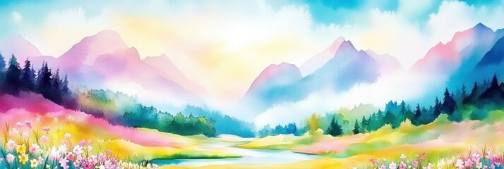 Stunning panoramic view showcasing vibrant wildflowers in the foreground.