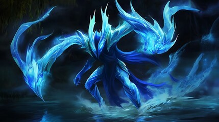 Naklejka premium Crystalline Being Emerges From Dark Waters