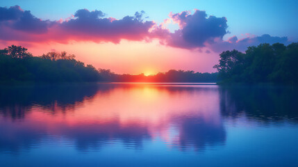 Fototapeta premium serene lake at twilight