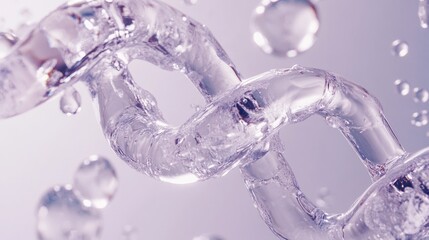 Abstract water chain swirling with droplets.