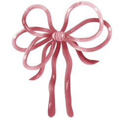 Red Coquette ribbon bow watercolor illustration
