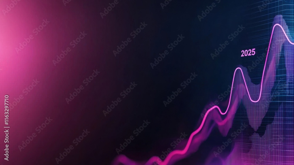 Poster futuristic and dynamic business dashboard interface displaying upward trending graphs and charts vis