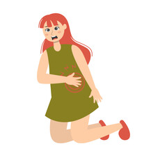 Woman with Injury. Medical Care Process. Vector Character Illustration.