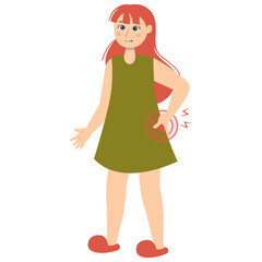 Woman with Injury. Medical Care Process. Vector Character Illustration.