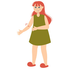 Woman with Injury. Medical Care Process. Vector Character Illustration.