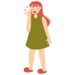 Woman with Injury. Medical Care Process. Vector Character Illustration.