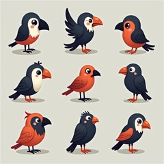set of birds funny