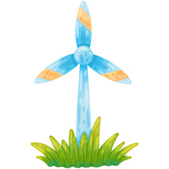 Hand Drawn Cute Wind Turbine Illustration