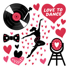 set of valentine's day stickers for dancers