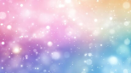 Obraz premium Magical pastel unicorn background with fantasy sky, stars, and bokeh effect