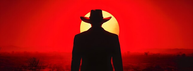 Lone Cowboy at Sunset