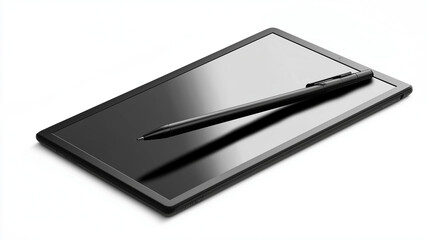 Tablet with stylus pen isolated on white background for digital art and design