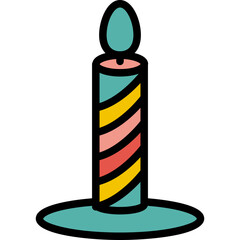 Celebration Candle Color Line Icon
