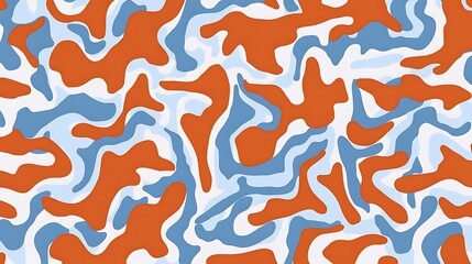 Abstract swirling orange blue and white pattern