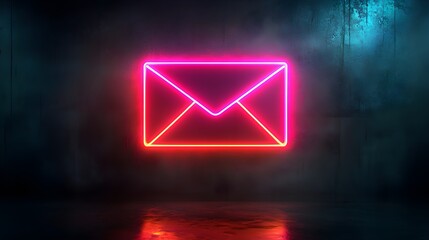 Fototapeta premium Neon Envelope Sign on Grungy Wall