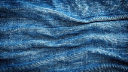 Naklejka premium Textured Denim Fabric Background Deep Blue Hues and Wrinkled Surface